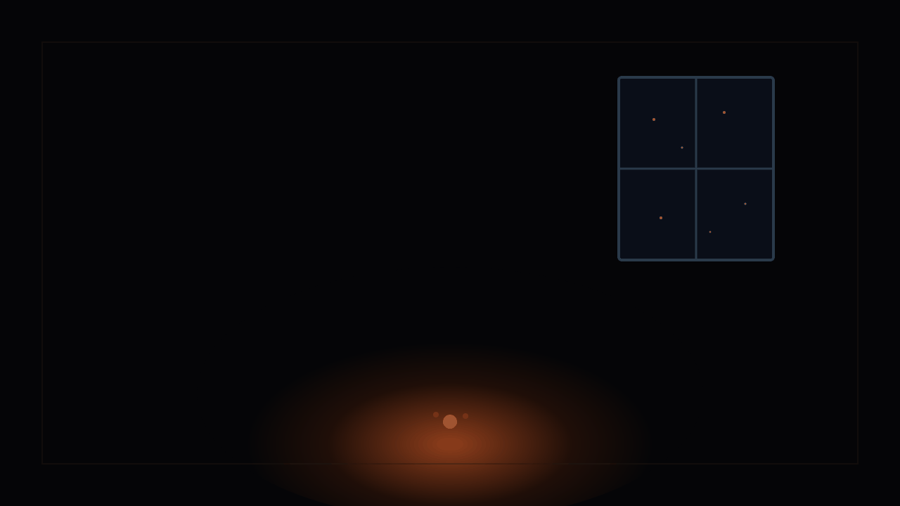 誰もいなくなった部屋と窓の外の星のイメージ（AI生成）