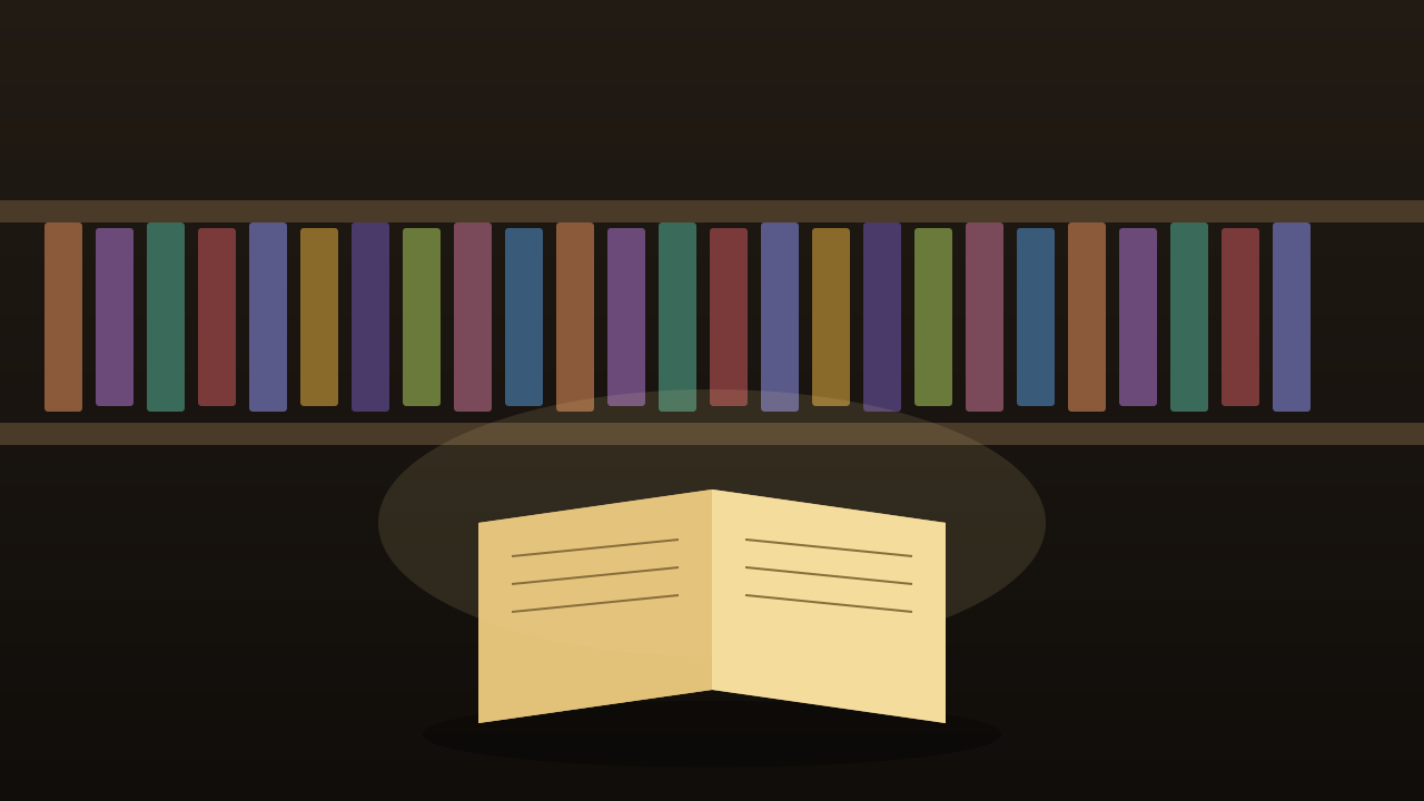 Impression of a shelf and an open book (AI-generated)