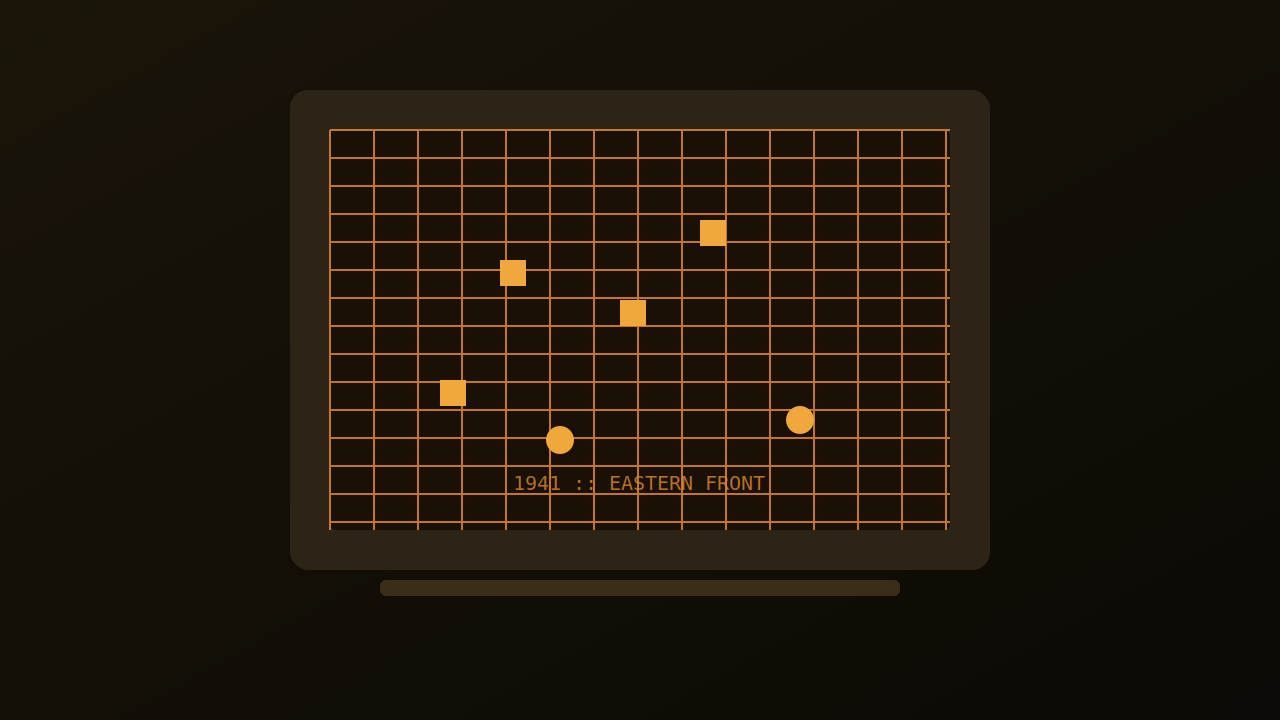 Impression of a war map on a retro CRT terminal (AI-generated)