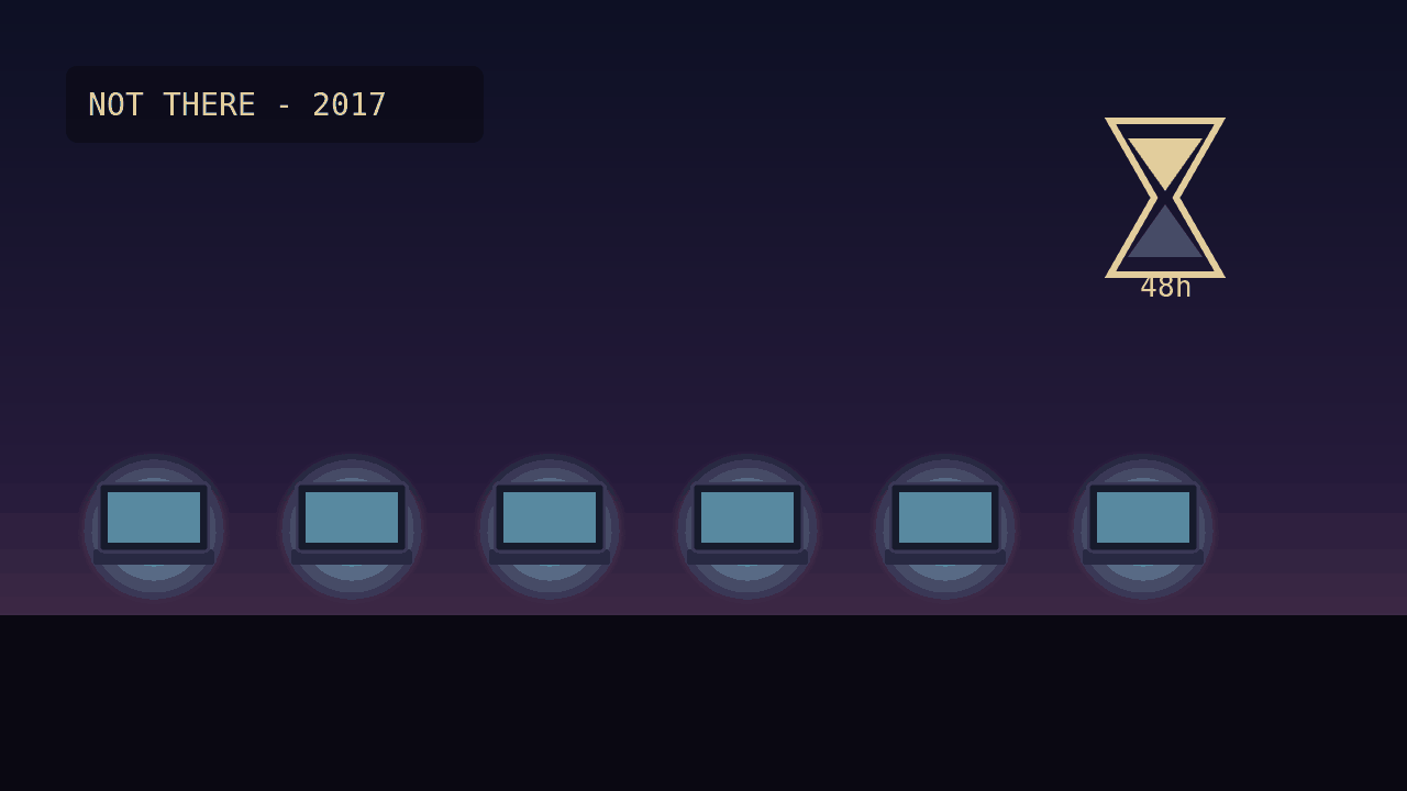 2017年のゲームジャムの夜のイメージ（AI生成）