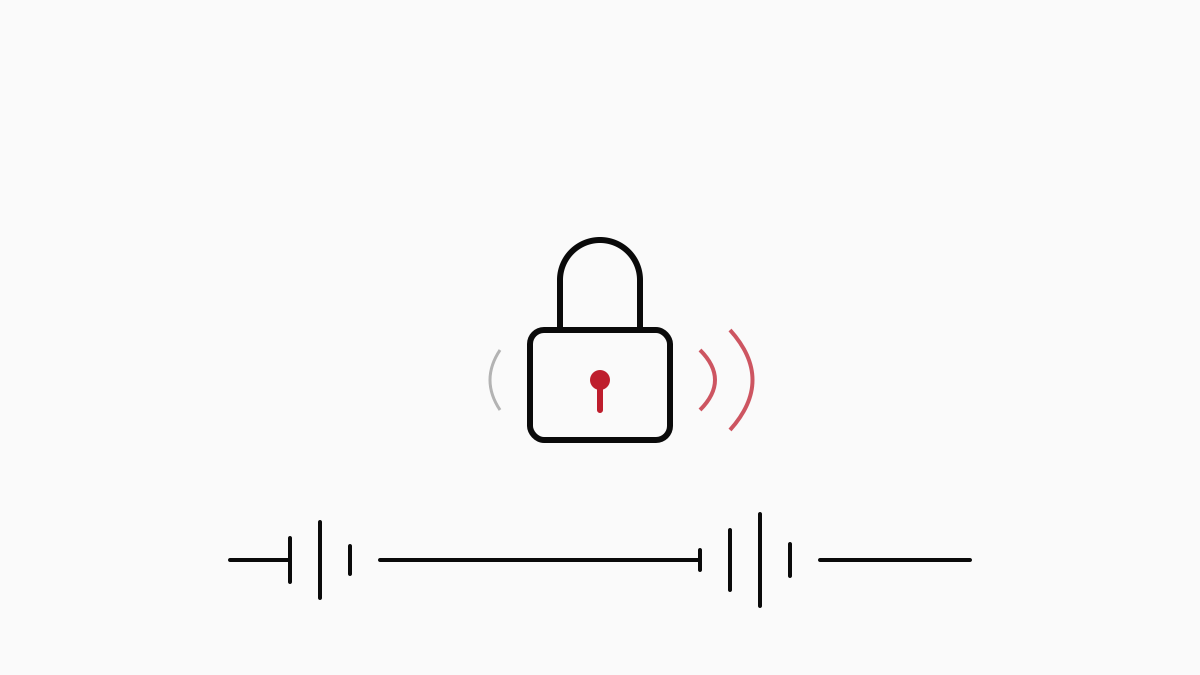 錠前から非対称の音の波紋が広がるイメージ（AI生成）