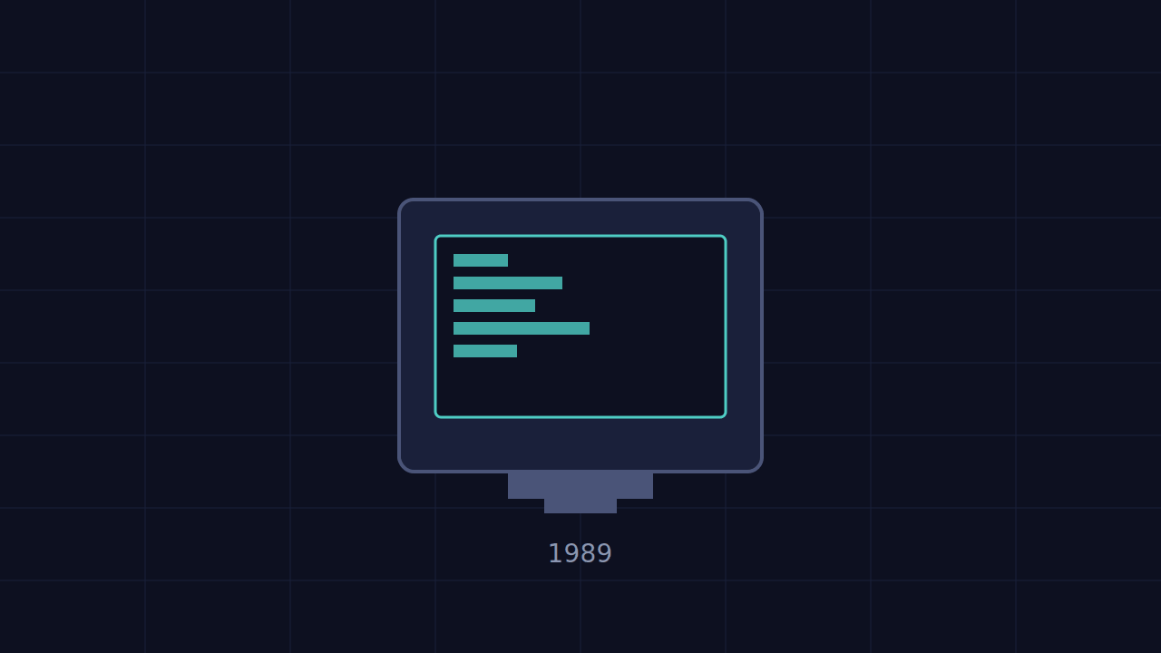 1989年の古い業務用端末が静かに光っているイメージ（AI生成）