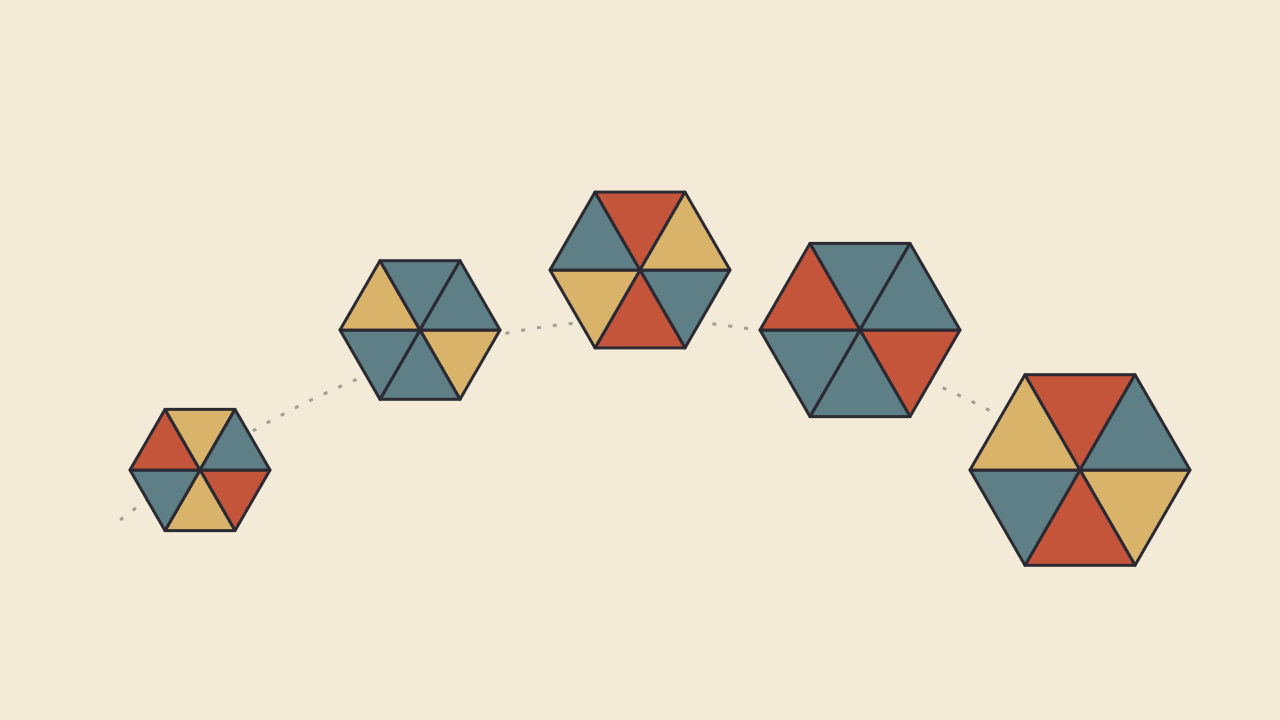 Impression of hexagons of varying size in an arc (AI-generated)