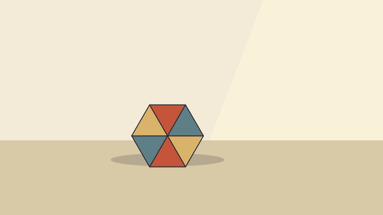 Impression of a single hexagon on a desk (AI-generated)