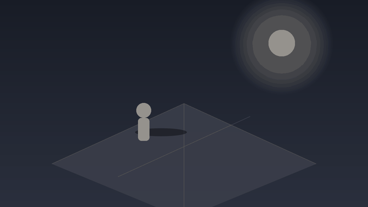 Impression of a single piece left quietly on an empty board