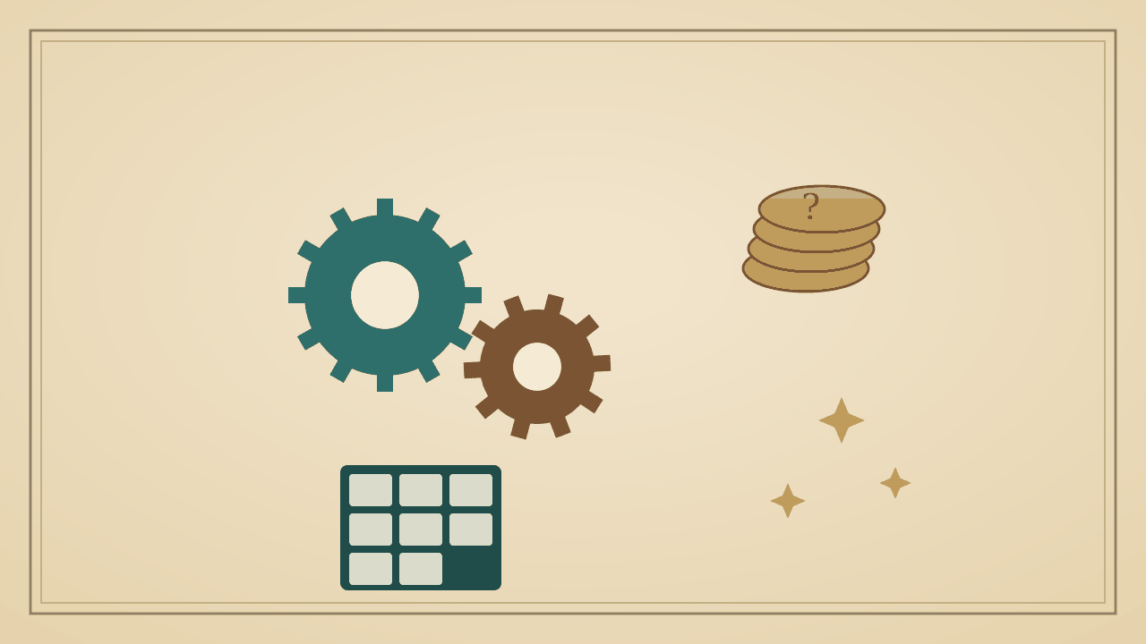 Abstract diagrammatic impression of a board, pieces, and hint coins expressing the puzzle structure (AI-generated)