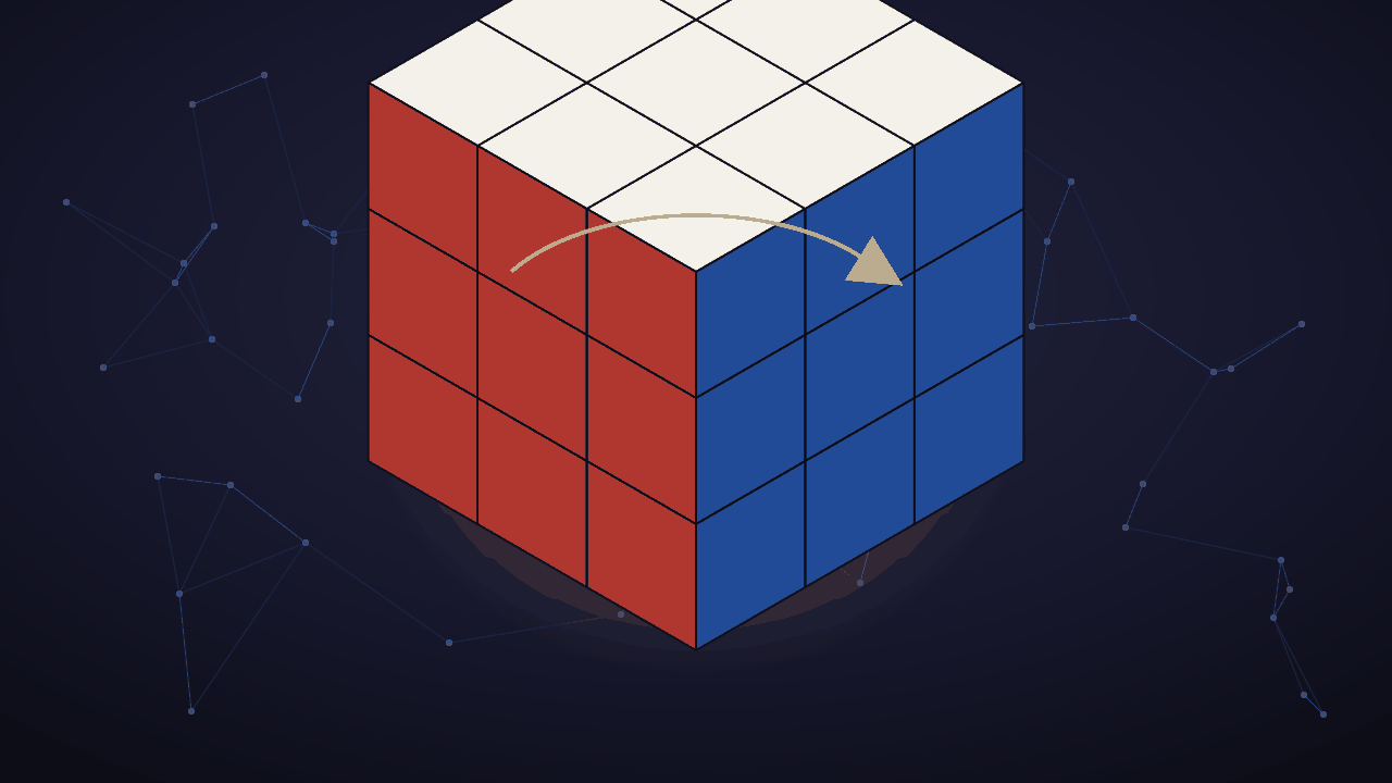 Impression of the cube's state space and a turn (AI-generated)