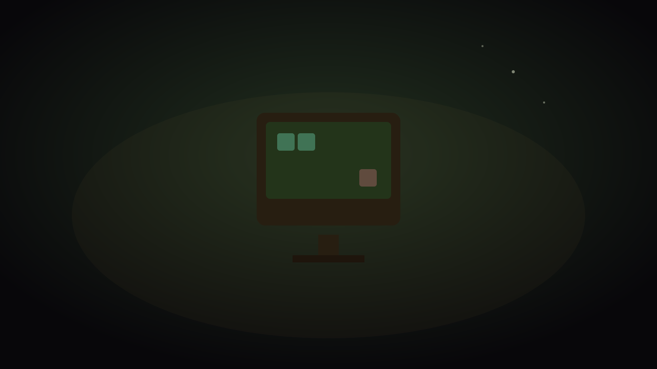 Impression of a single CRT screen glowing quietly in a dark room (AI-generated)