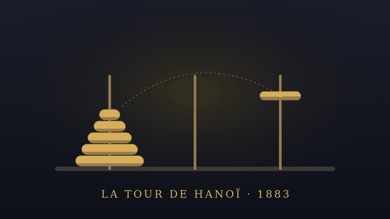 Impression of the Tower of Hanoi key visual (AI-generated)