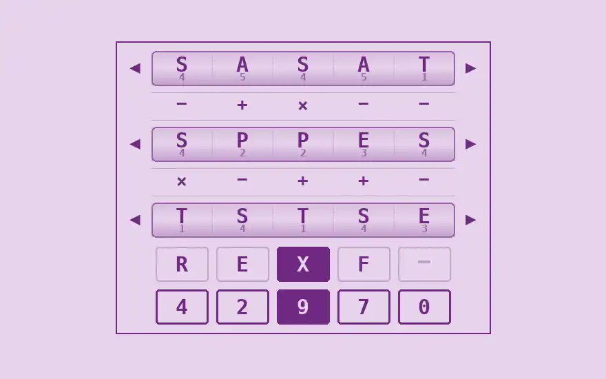 CRYPTEMのゲーム画面。5列のリール錠前